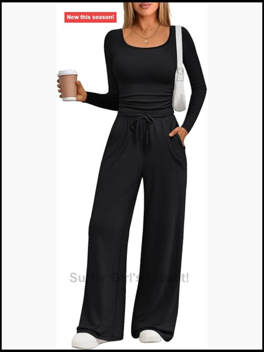 2 Piece Lounge Set Wide Leg Pants Side Ruching Slightly Crop Top Sweatsuit